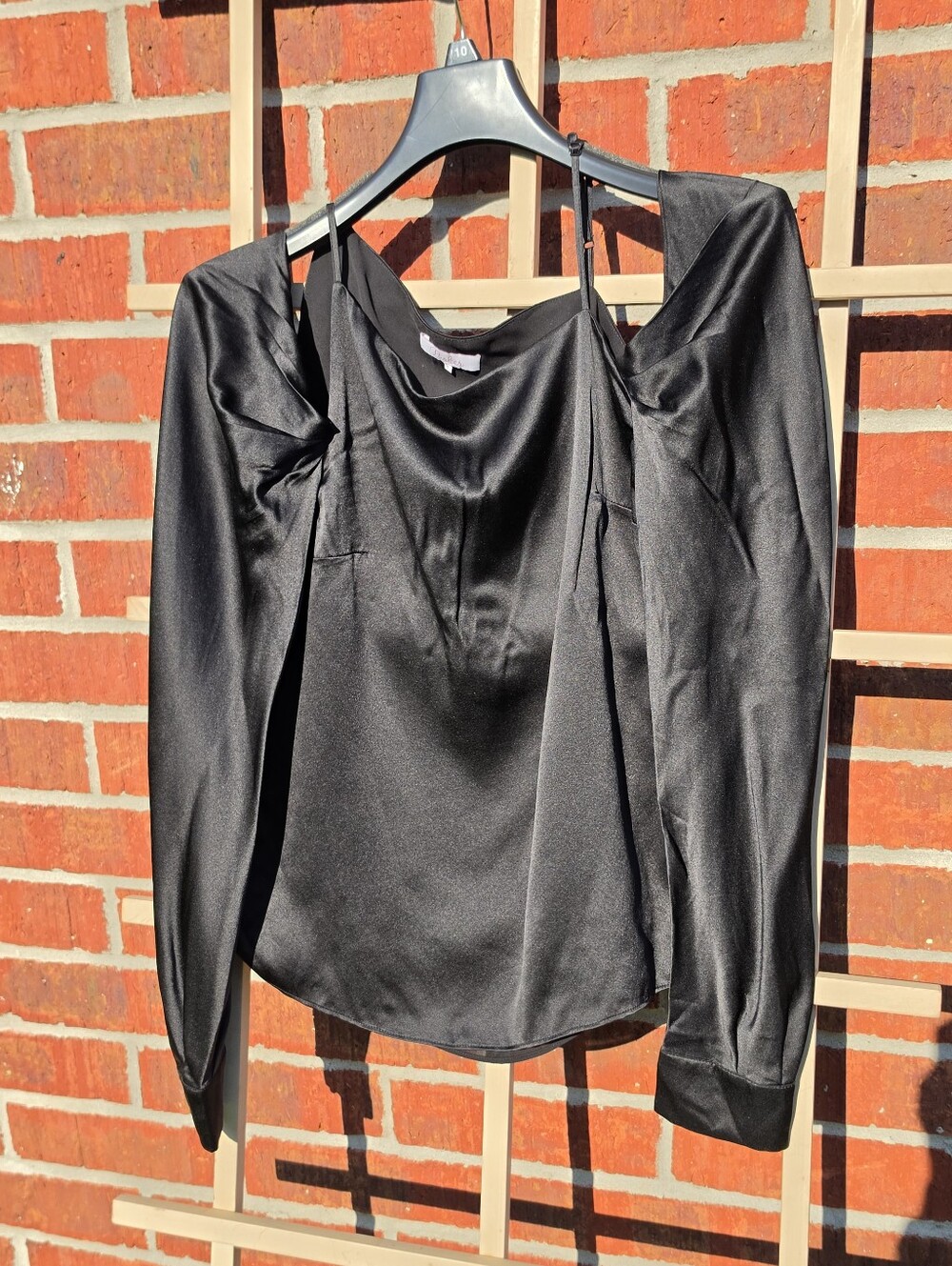 Parker Silk Asymetrical Cold Shoulder Top Long Sleeve Blouse Small